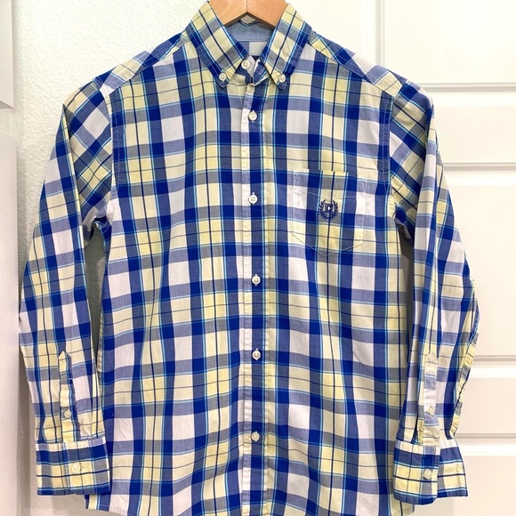 Chaps Other - Chaps Boys Blue and Yellow Plaid Button Down Shirt Long Sleeve Size Medium 10/12
